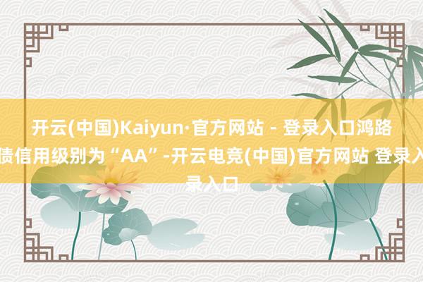 开云(中国)Kaiyun·官方网站 - 登录入口鸿路转债信用级别为“AA”-开云电竞(中国)官方网站 登录入口