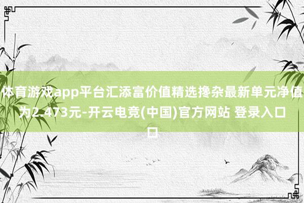 体育游戏app平台汇添富价值精选搀杂最新单元净值为2.473元-开云电竞(中国)官方网站 登录入口