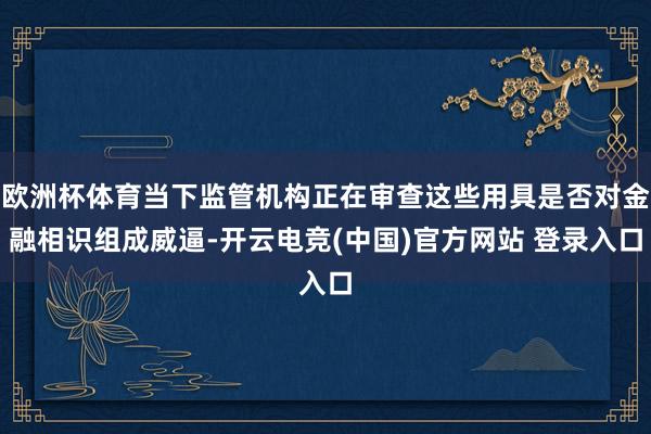欧洲杯体育当下监管机构正在审查这些用具是否对金融相识组成威逼-开云电竞(中国)官方网站 登录入口