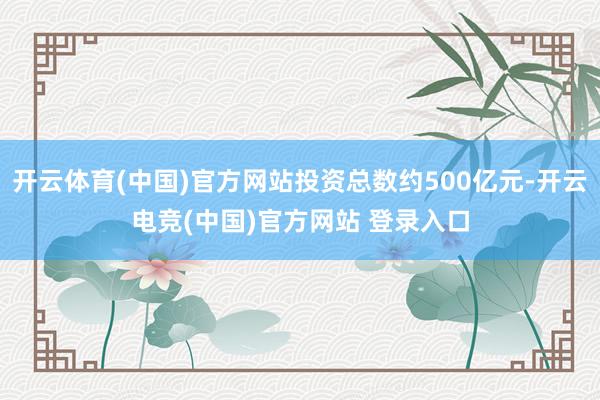 开云体育(中国)官方网站投资总数约500亿元-开云电竞(中国)官方网站 登录入口