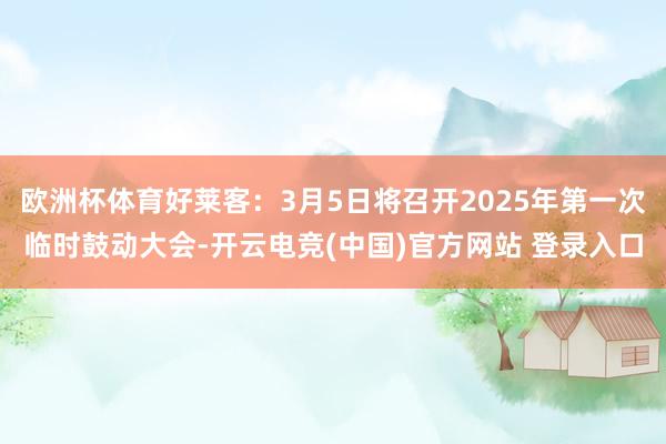 欧洲杯体育好莱客：3月5日将召开2025年第一次临时鼓动大会-开云电竞(中国)官方网站 登录入口
