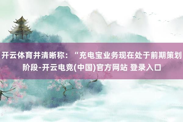 开云体育并清晰称：“充电宝业务现在处于前期策划阶段-开云电竞(中国)官方网站 登录入口