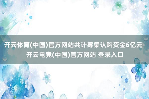 开云体育(中国)官方网站共计筹集认购资金6亿元-开云电竞(中国)官方网站 登录入口