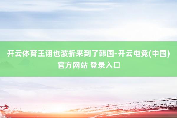 开云体育王诩也波折来到了韩国-开云电竞(中国)官方网站 登录入口