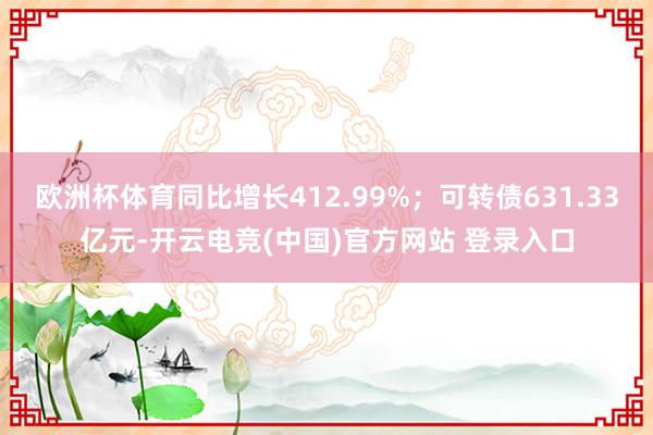 欧洲杯体育同比增长412.99%；可转债631.33亿元-开云电竞(中国)官方网站 登录入口